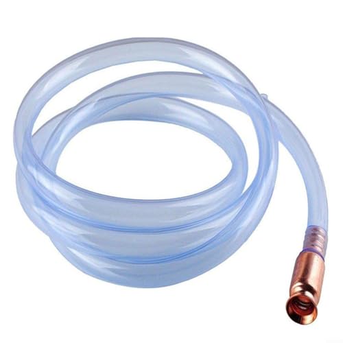 EXTRWORY Tuyau de pompe à siphon en PVC transparent 2 m x 19 mm, auto-amorçant, pompe de transfert avec valve en cuivre pour essence, huile, eau, carburant,...
