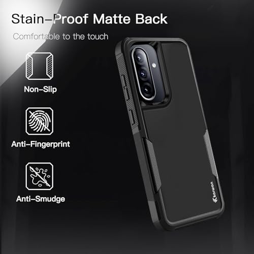 Image of KARWAN Shockproof Back Case Cover Compatible with Samsung Galaxy A36 / A56, Heavy Duty Case with 360 Degree Camera Protection, Dual Layer Rugged Bumper Protection Cover with Matte Finish (Black)