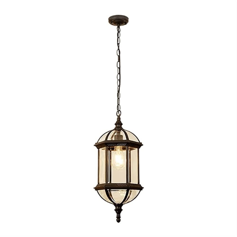 Luminaire suspendu extérieur étanche en verre et lanterne de plafond rurale pour terrasse