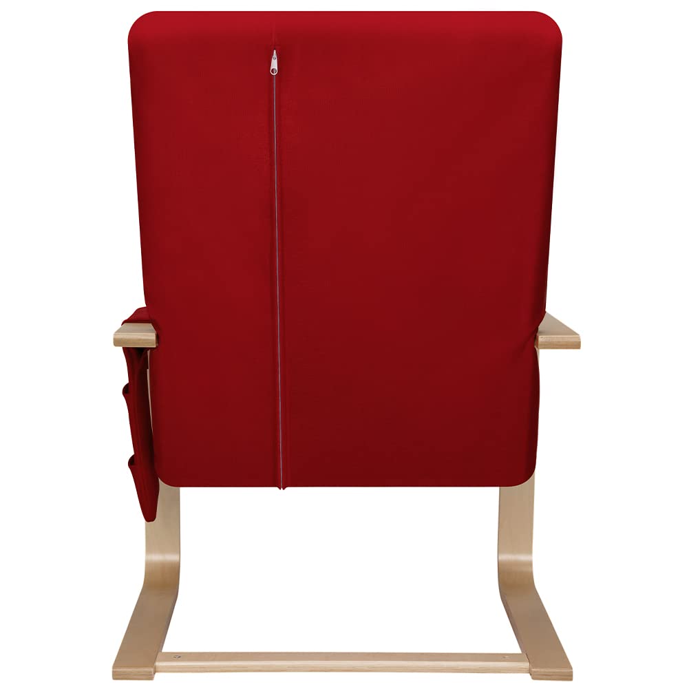 BAKAJI Silla Mecedora de Madera de Abedul con Revestimiento de algodón Acolchado de Esponja de altísima Densidad, sillón oscilante Relax con Bolsa de 2 Compartimentos y cojín, Asiento ergonómico