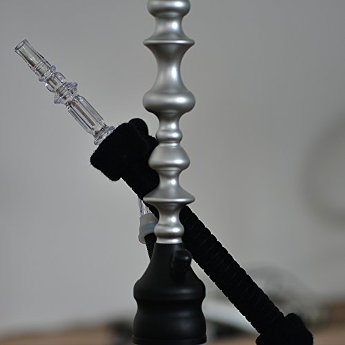 Hookah Hose 6.75ft Washable Hookah Pipe with Detachable Mouth Tips Soft Textile Covering Durable Shisha Hose (Black)