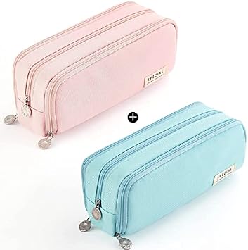 CICIMELON 2 Pencil Case Large Capacity Pen Pouch 3 Compartment Pen Bag for School Teen Girl Boy Men Women