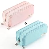 CICIMELON 2 Pencil Case Large Capacity Pen Pouch 3 Compartment Pen Bag for School Teen Girl Boy Men