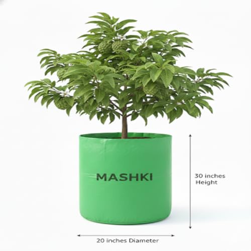 Image of MASHKI 20x30 Inch Extra Deep Grow Bag for Guava, Dwarf Mango & Fruit Plants | 300 & 400 GSM Heavy Duty HDPE | Long Life UV Stabilized Tree Planter for Terrace & Garden (3, 20x30 Inches, 400 GSM)