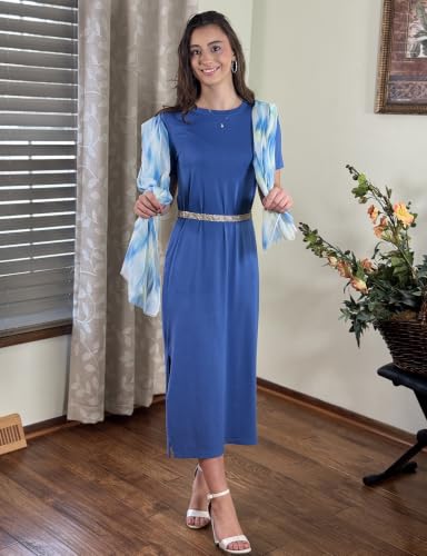 Image of Naggoo Summer Dresses for Women Short Sleeve Side Slit Long T Shirt Dress Beach Sundress Travel Vacation Outfits with Pockets
