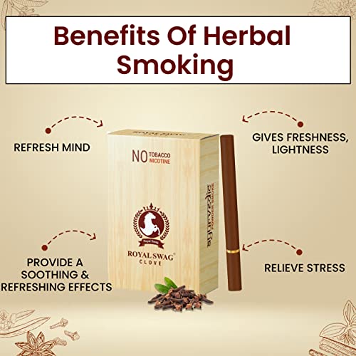 Image of Royal Swag Ayurvedic Herbal Cigarettes 100% Tobacco & Nicotine Free Clove Flavour (20 Sticks) Smoking Cessation - Helps To Quit Smoking | (Pack Of 20)