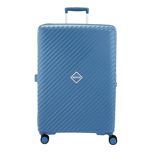 American Tourister Diamo 55 CM Cabin Trolley Bag with Combination Non TSA Lock & 8 Wheels Hard-Sided PC Small Suitcase/Travel Bag with Double Spinner Wheels/Trolley Bag/Luggage for Men & Women- Blue