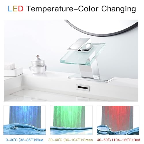 Grifo monomando de cascada cromado de alta gama con luces LED integradas 5