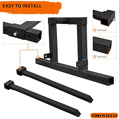 Image of YINTATECH 3 Point Hitch Pallet Fork 1500 lbs Capacity Adjustable Pallet Fork Attachments for Category 1 Tractor