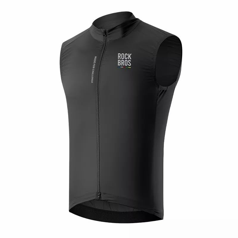 ROCKBROS Road to Sky Fahrradweste für Herren Ärmellos, Fahrradjacke | Winddicht Atmungsaktiv, Für Laufen Wandern Camping Radfahren Outdoor