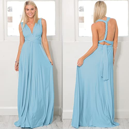Image of Women Transformer Hi Low Evening Long Prom Dress Halter Convertible Multi Way Spaghetti Strap Wedding Cocktail Maxi Gown