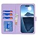SunYoo for iPhone 16 Plus Wallet Case with Card Holder for Women Men,Compatible with Magsafe,[2 in 1] Leather Magnetic Detachable Kickstand Flip Cover-Purple