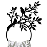 MAYJOYDIY Branch Limb Metal Towel Ring Bird Animal Towel Holder for Wall Leafy Plants Towel Ring Black Plant Towel Rack Wall Mounted for Bathroom Kitchen Towel Hanger Home Decors Gift