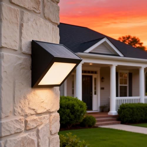 MULANDI Luces solares de pared para exteriores, 3000 K IP44, brillo ajustable y tiempo de iluminación para garaje, jardín, patio, farol de pared solar, luz para exteriores