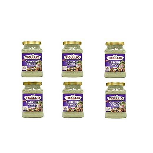 6 BARATTOLI SUGO TIGULLIO STAR CARCIOFI E NOCI SUGHI PASTA CON CUORI CARCIOFO 6x185gr
