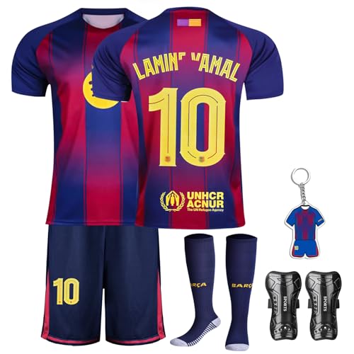 Czzovos Camiseta de fútbol para niños – Conjunto de camiseta de fútbol nº 10 con camiseta, pantalones cortos, calcetines y rodilleras, camiseta para niños y niñas, talla 24