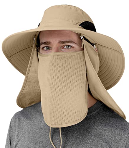GearTOP Fishing Hat Outdoor Sun Protection Hats for Men & Women - Boonie hat and Mens Sun hat - Mens Beach hat and Hiking Hats for Women - Bucket Hats for Men - Foldable Sun Hats for Women Khaki