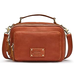 S-ZONE Genuine Leather Crossbody Purses for Women Vintage Top Handle Handbags Shoulder Bag