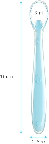 Miniatura 2 de Vicloon Cucharas de silicona para bebés, 5 cucharas de alimentación para entrenamiento de bebés para la primera etapa de 4 meses, suministros de