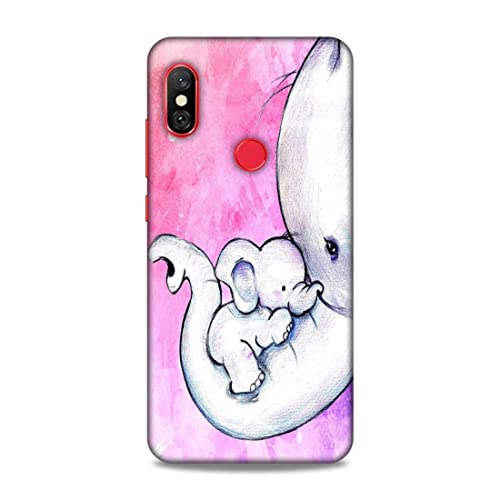Image of Printed Mobile Back Hard Case Cover for Redmi Note 6 / Note 6 Pro | Cute Elephant, Baby Elephant, Mom's Love -2202