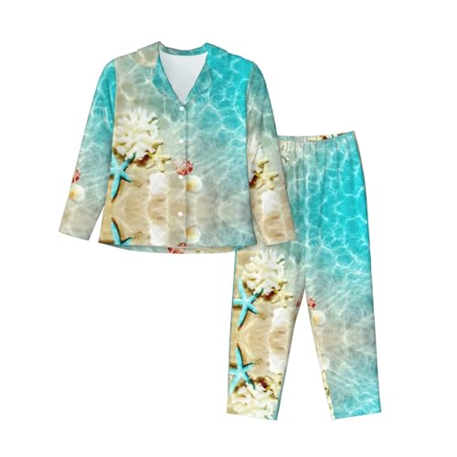 Pyjama 2 pièces étoiles de mer en coton doux pour nuit d'été et détente