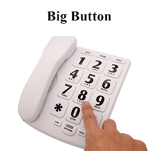 Big Button Phone For Elderly, Jekavis J-P02 Amplified Corded Phones For Hearing Impaired Aid, Home Landline Phone For Seniors With Speaker Wall Phone Elderly Telephone, White #TOP3