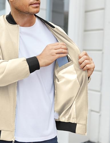 COOFANDY Men's Lightweight Bomber Jacket Casual Stylish Fall Jackets Full Zip Knit Jackets Varsity Textured Coat4