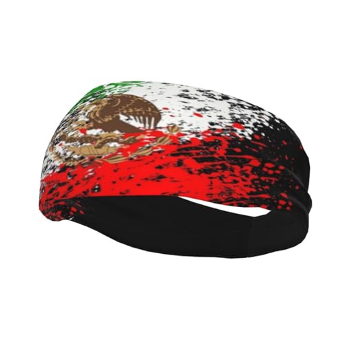Mexico Mexican Flag Headband Stylish Yoga Exercise Hairbands Breathable Sweatbands Workout Running Hair Accessories