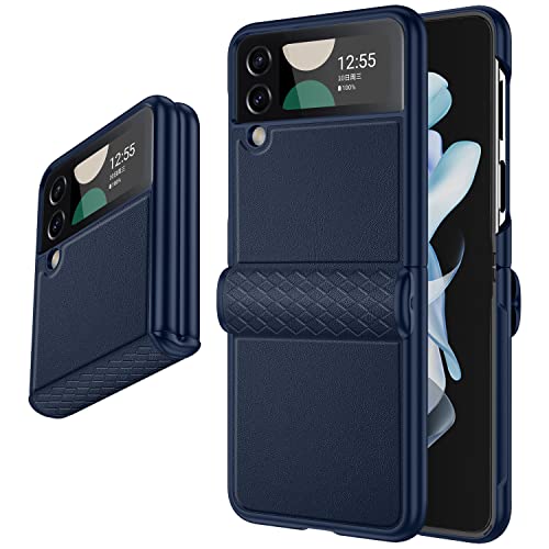 Kaiiecal For Samsung Galaxy Z Flip 4 5G Case: Shockproof Protective Phone Case With Hinge Protection, Compatible With Wireless Charging Luxury Leather Cover For Samsung Galaxy Z Flip 4 5G 2022 (Blue) #TOP1
