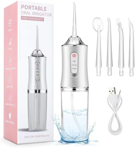 Portable Oral Irrigator Water Flosser for Teeth Cleaning, Rechargeable Cordless Dental Flosser with 3 Cleaning Modes, 220ML Water Tank, Waterproof USB Charging Oral Care Device for Adults & Kids (Multi 15)