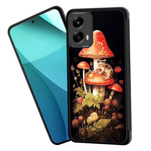 ZQLPLZR for Moto Edge 2024 Case,Tire Anti-Skid Edges Cute Design Shockproof Bumper Full Protection Back Cover for Motorola Moto Edge 2024 6.6",Watercolor Frog on Mushroom