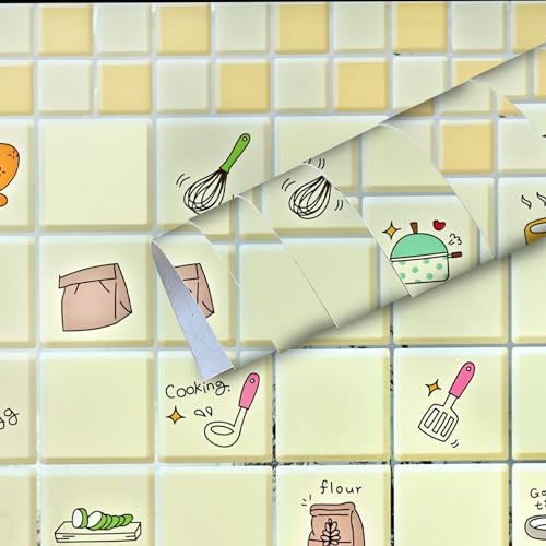 Image of SARVATRAY Self-Adhesive Wallpaper, Kitchen Stickers Oil Proof Heat Resistant, Wall Stickers for Kitchen, Wallpaper for Wall, Vinyl Sheet, Kitchen Wall 2 x 6.5 SQ FT (2 M Kitchen Style Orange WS)