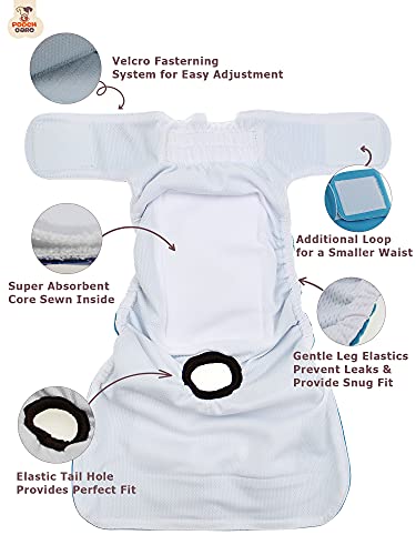 Pooch Care Washable Dog Diapers Female Medium (3 Pack), Reusable Female Dog In Heat Diaper, Pink Love #TOP3