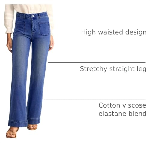 Image of Astylish Women's Wide Leg Jeans High Waisted Denim Pants
