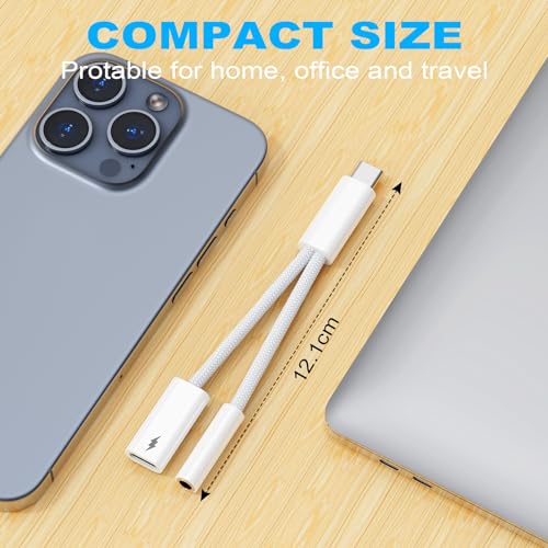 AXFEE 2-In-1 Type C to C 27W Fast Charging, 3.5mm Jack - Compatible with iPhone 15/Pro/Max, Samsung Galaxy S23/S22/S21/S20/Pixel 7/6/Huawei Mate 40/60/P30, Android Phone