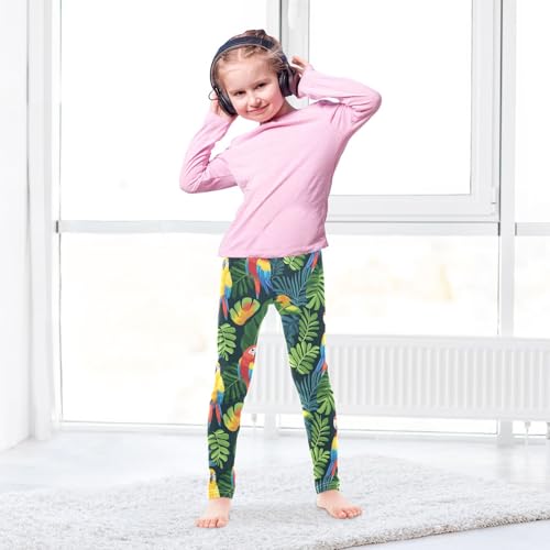 Cute Parrots Girls Leggings,Workout Leggings for Girls Toddler Athletic Legging Size for 3-10T4