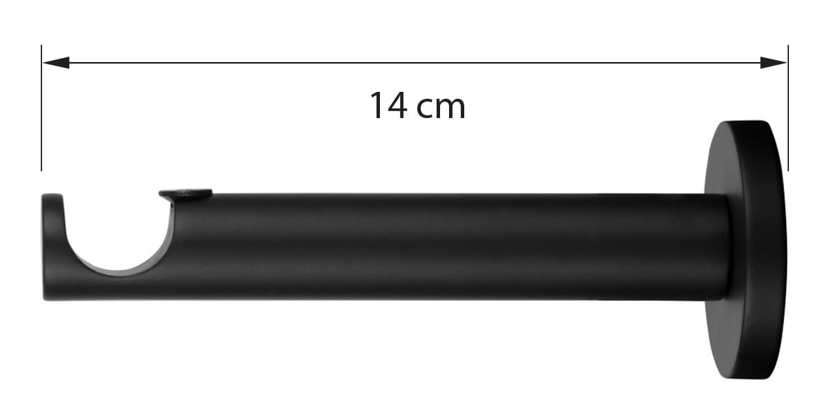 RENA Gardinenstange-Halterung 1-Läufig Wandhalterung für Gardinen Vorhang-Halter aus Metall Gardinenstangenhalter Modern Schwarz Matt 19 mm