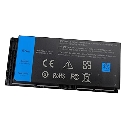 M4600 M4700 M4800 Laptop Battery for Dell Precision M6600 M6700 M6800 Series FV993 FJJ4W KJ321 PG6RC V7M28 R7PND RY6WH Notebook High Performance, 97WH 8600mAh 9 Cells 11.1V