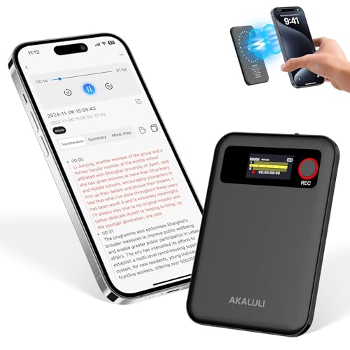 AI Voice Recorder for Calls,Meetings&Lr with Bluetooth,App Control,Transcribe&Summarize by ChatGPT,Digital Dictaphone Recording Device Built-in Magnetic