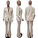 Vakkest Womens 2 Piece Outfits Suits Sheer Mesh Bead Pants and Long Sleeve Business Casual Office Work Blazer Sets