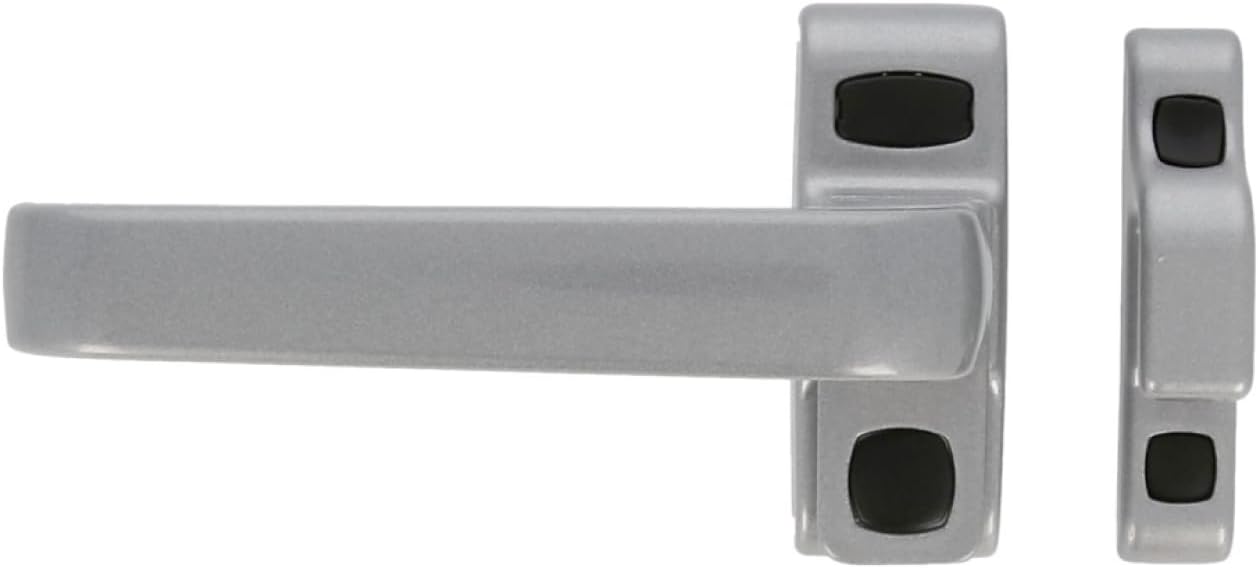 AmigGamma Locking Handle | Aluminium Silver | Left-Handed Rosette Design | Interior Doors & Windows | 122x70mm, Silverleft, 256x48, Aluminium