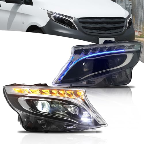 VLAND Motor Faros full LED completo para Clase V Vito W447 MPV 2014-2023, con arranque azul DRL, lado del conductor y del pasajero (Faros B)