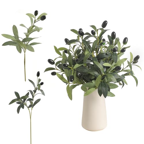 Koroni Flowers 10 Pcs 11.8' Artificial Olive Leaves Stems, Realistic Faux Plants Olive Tree Branches...