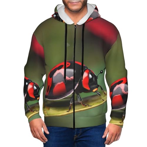Sweat décontracté homme à manches longues avec capuche zippée rouge