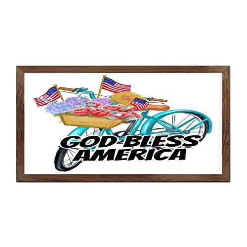 Cadre bois God Bless America pour salon et bureau moderne