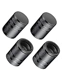 Tire Valve Stem Caps - (4 Pack) Premium Metal Air Caps with Plastic Liner, Durable, Corrosion Resistant and Leak-Proof, Universal Fit for Cars, Trucks, Motorcycles, and Bikes - Black