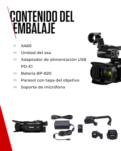 Canon XA60 4K Full HD (videocámara UHD Zoom 20x, Sensor CMOS Tipo 1/2,3, Enfoque automático, estabilización de Imagen de 5 Ejes, Salida HDMI, Pantalla LC de 3,5 Pulgadas, transmisión UVC) Negra - imagen 7