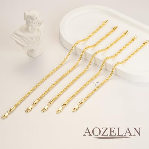 14K Gold Bracelets for Women Non Tarnish Gold Chain Bracelets Womens Starry Rope Design Gifts for Women 6.5-9 Inches2