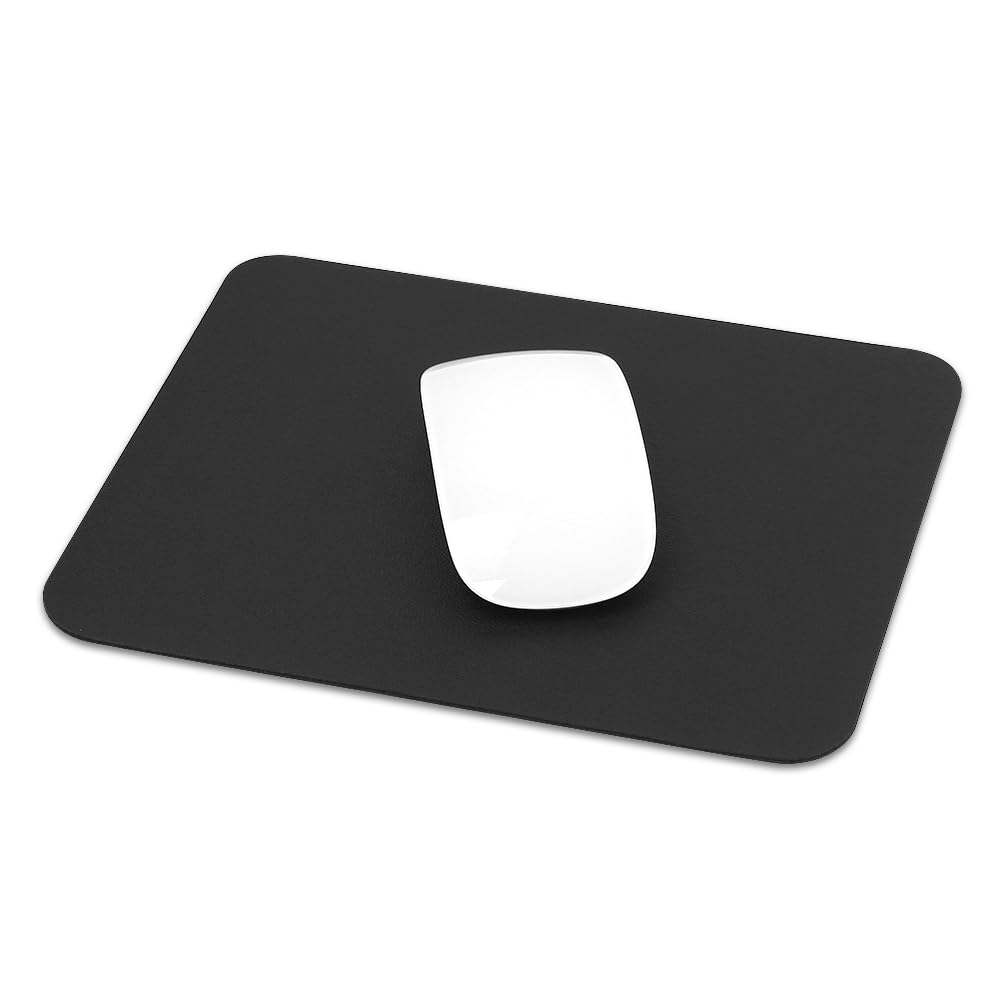 ProElife Mouse Pad 8.6'' x 7.0'' Small Mousepad for Computer Laptop Accessories, Waterproof PU Leather Mouse Mat with Anti-Slip Base Rectangle Slim Mice Pad for Home Office School Mouse (Black)