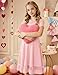 Arshiner Kids Dress Fashion Short Sleeve Pink Valentine's Day Swing Birthday Party Dresses 9-10 Years